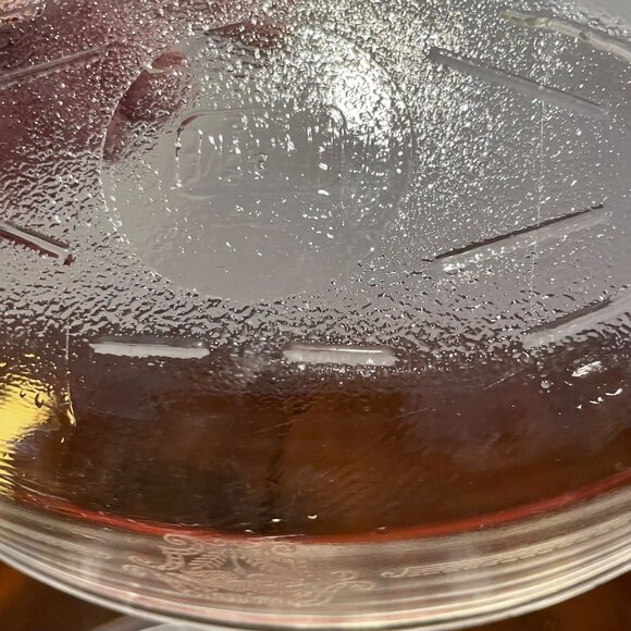 Vintage Glass Casserole Dish With Lid Embossed Floral Design - Picture 8 of 12